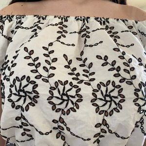 Black and White A&E Off The Shoulder Top